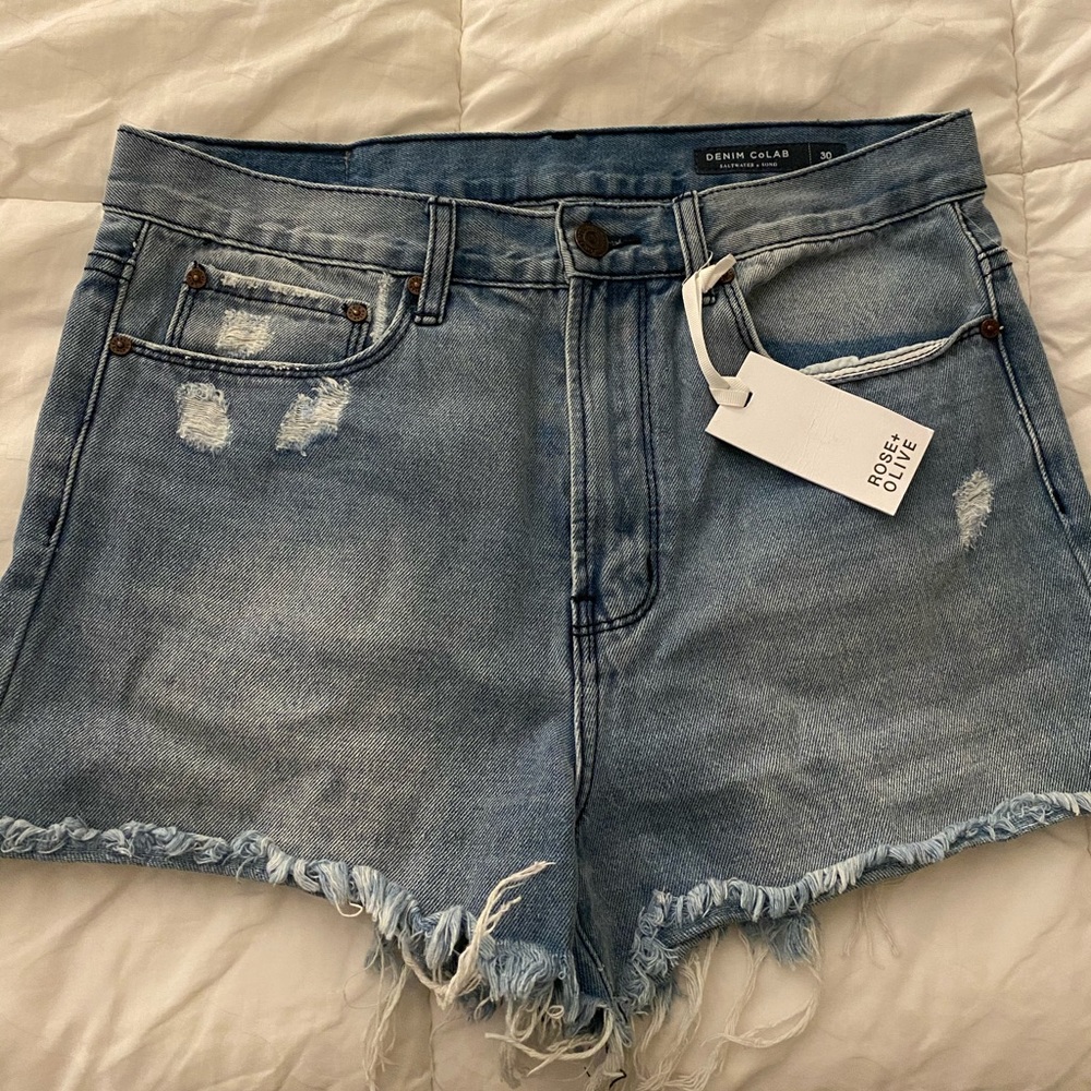 Denim Collab high rise shorts